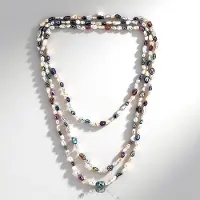 Cavill - 925 Sterling Zilver - Lange Meerdelige Ketting met Witte, Grijze en Mystieke Keshi Zoetwaterparels - Fancy Slijpsel - Elegante Parelketting