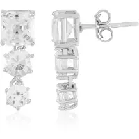 Cavill - Elegante Zilveren Oorbellen - 925 Sterling Zilver - Cambodjaanse Zirkonia 4,75 ct - Achthoekige en Ronde Briljant Geslepen - Luxe Oorbellen