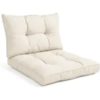 Beautissu Lounge Kussen Set met Zitkussen 60x60 cm & Rugkussen 60x40 cm Nature – Comfortabel Tuinkussen voor Tuinstoelen Rotan Stoelen Tuinmeubelen en Fauteuils – Loungekussens Outdoor – xLuna