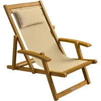 Casaria Ligstoel Acaciahout – Opvouwbaar tot 160kg – Beige