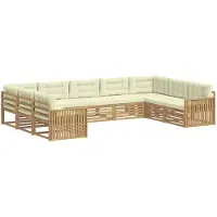 vidaXL Tuinset met 9 delen, wit en crème, massief acaciahout