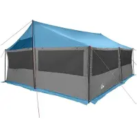 vidaXL Familietent met dak Blauw 600 x 400 x 268 cm Polyester en Staal