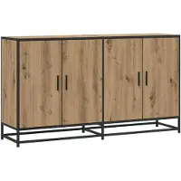 vidaXL Dressoir Artisanaal eiken 134 x 35 x 76 cm Bewerkt hout