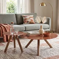 Giga Meubel Salontafel Felix Terra Glas Rond Set van 2
