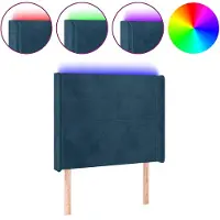 vidaXL Hoofdbord LED 83x16x118/128 cm fluweel donkerblauw