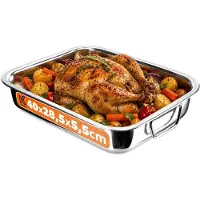 Kadax K4074 Braadvorm met roest braadpan van roestvrij staal vierkante pan met inzetstuk braadpan in 4 verschillende maten roosterrooster voor oven ovenvorm (40x28 5x5cm zilver)