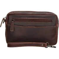 Hide & Stitches Japura Polstas Unisex - Clutch voor Dames en Heren - Handtas van 100% Leder met ritssluiting - Donkerbruin