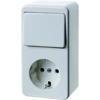 Hager Berker Combischakelaar Contactdoos Opbouw Glans Poolwit - 61479649