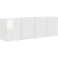 vidaXL TV Wandkast 2 pcs Hoogglans wit Bewerkt hout