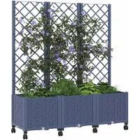 vidaXL Tuinsteker met schutting en wielen Blauw Grijs PP