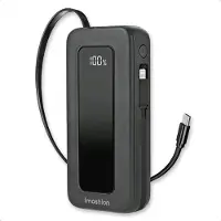 IMoshion Powerbank met uittrekbare kabel 10.000 mAh - Power Delivery - USB-C + Lightning - Zwart