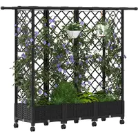 vidaXL Verhoogde plantenbak met klimrek en dak, zwart, 164 x 40 x 127 cm, PP
