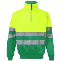 VELILLA Sweat Col Zippe Bicolore Haute Visibilit? Fluo Yellow/Green - V5701 - Maat S