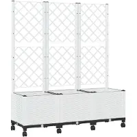 vidaXL Tuinsteker met schutting en wielen Wit 120 x 40 x 146 cm PP