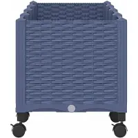 vidaXL Tuin planter met wielen Blauw Grijs 160 x 40 x 44 cm PP