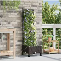 vidaXL Tuin Plantenbak met Irrigatie en Wielen Bruin 40 x 40 x 132 cm