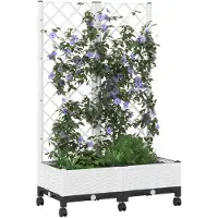 vidaXL Tuinsteker met schutting en wielen Wit 80 x 40 x 131,5 cm PP