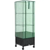 vidaXL Tuinschutting met Kasbedekking en Wielen Zwart 40 x 40 x 145 cm