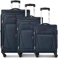 Wenger Beaumont 4 wielen Kofferset 3-delig met uitbreidingsplooi blauw