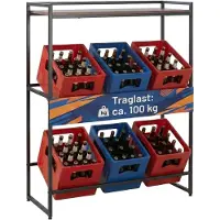 Relaxdays Drankenrek, 6 bakken, BxDxH: 117 x 104 x 32 cm, opbergruimte, industrieel drankenrek, bruin/zwart