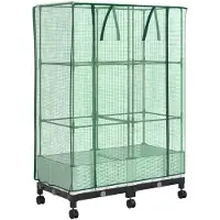 vidaXL Tuinschutting met Kasbedekking en Wielen 2 st Wit PP