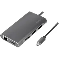 Logilink UA0382 Dockingstation USB 3.2 Gen1,USB-C,8-Port,PD,silber