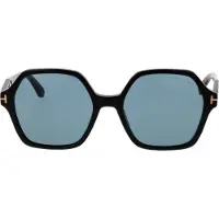 Tom Ford Romy Smoke Hex Lens Glanzende Zwarte Zonnebril