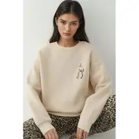Hiccups for Kids Comfort Dierenpatroon Geborduurde Verhoogde Ronde Hals Sweater