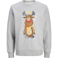 Jack & Jones Sweatshirt 'JJXmas Jolly' beige / indigo / bruin / grijs gemêleerd
