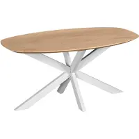QUVIO Eettafel Sofia - Deens ovaal - 160x90 cm - Witte kruispoot - FSC gecertificeerd mangohout - Naturel