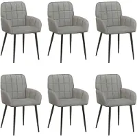 vidaXL Eetstoelen 6 st fluweel Lichtgrijs 57 x 50 x 85 cm
