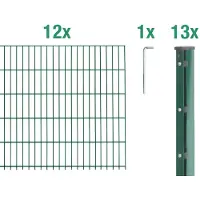 Alberts 674168 dubbelstaafmat hekwerk als 12-delige complete hekwerkset, thermisch verzinkt, hoogte 143 cm, lengte 12,5 m