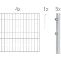 Alberts 641108 dubbelstaafmat hekwerk als 12-delige complete hekwerkset, thermisch verzinkt, hoogte 83 cm, lengte 10 m
