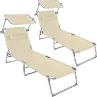 TecTake - Zonnestoel Chloe - Set van 2 ligbedden - beige - 403418