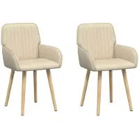 vidaXL Eetstoelen 2 st Stof Crèmekleurig 56,5 x 50 x 87,5 cm