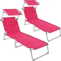 TecTake - Zonnestoel Chloe- 2 stuks - ligbed - pink - 403420