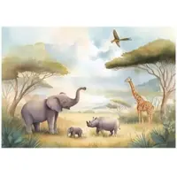 WALLARENA - Fotobehang - 300x210 cm - jungle dieren fototapet voor kinderkamer