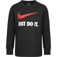 Nike Kinder-T-shirt met lange mouwen en 'Just Do It'-swoosh (Zwart)
