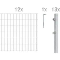 Alberts 669973 dubbelstaafmat hekwerk als 32-delige complete hekwerkset, thermisch verzinkt, hoogte 163 cm, lengte 30 m