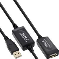 InLine USB 2.0 actieve verlengkabel, 15 meter. met signaalversterking/repeater. Aansluiting A naar aansluiting A, 10 meter