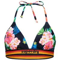 Superdry Dames Triangel bikinitop met marine vintage logo (L), Blauw, Strandkleding, Gerecycled polyester, Duurzaam, Marine W3010359A