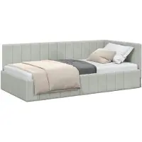 vidaXL Hoek Bed Frame met hoofdeinde Lichtgrijs 90 cm x 190 cm Fluweel