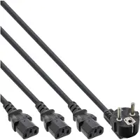 InLine 3x C13 - CEE 7/7 (haaks) Y-stroomkabel - 3,00m + 3x 2,00m - 3x 1,50mm / zwart - 5 meter