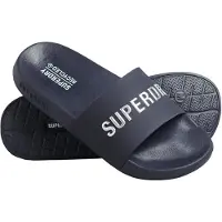 Superdry Code Logo Badslippers Blauw Grootte: S