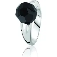Zinzi - Zilveren Ring - Zwarte Bead - Maat 54 (ZIR501-54)