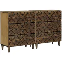 vidaXL Dressoir 2 st 60 x 33,5 x 75 cm Massief Mango Hout Bruin