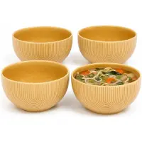 Secret De Gourmet Soepkommen Memphis - 4x - D14 cm - 600 ml - okergeel - keramiek - schaaltjes - kommetjes - stapelbaar