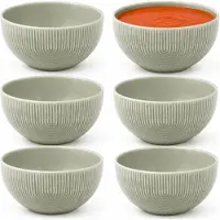 Secret De Gourmet Soepkommen Memphis - 6x - D14 cm - 600 ml - groen - keramiek - schaaltjes - kommetjes - stapelbaar