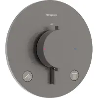 Hansgrohe Afbouwdeel Ecostat Comfort S Thermostaat 2 Functies Rond Brushed Black Chrome