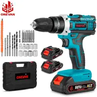 ONEVAN 25+3 Accuboormachine Set - Draadloze Klopboormachine & Slagschroevendraaier - Draagbaar Meubel- en Houtbewerkingsgereedschap